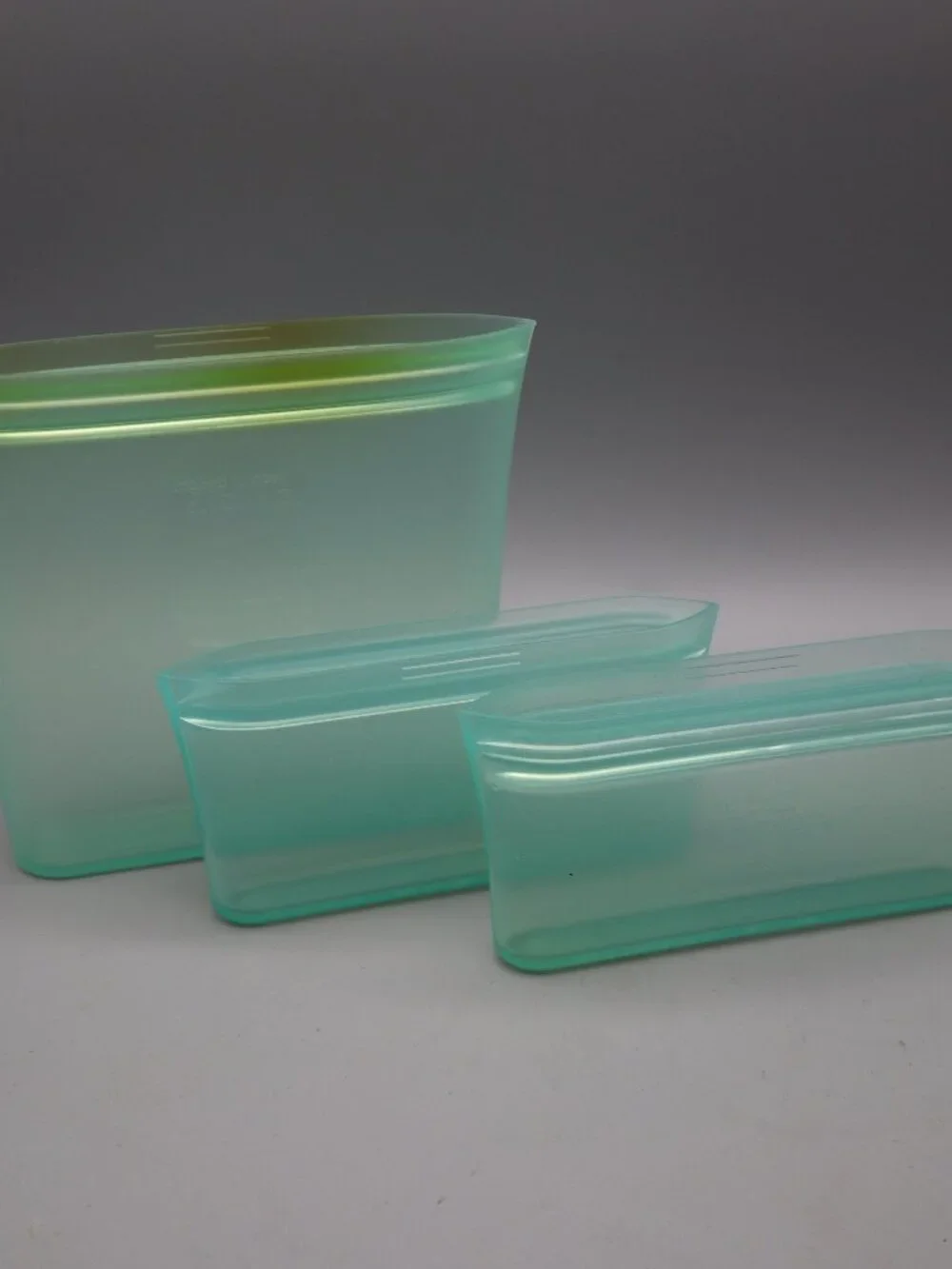 Zip Top 10 Piece Teal Blue Silicone Storage Containers Reusable Microwave Safe